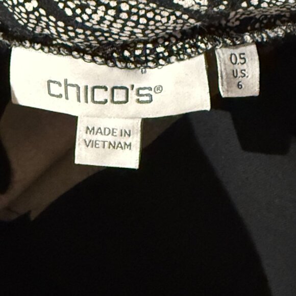 Chico’s 0.5 Black White Leaf Print Slim Ankle Pants Women’s 6 Stretch - Picture 3 of 8